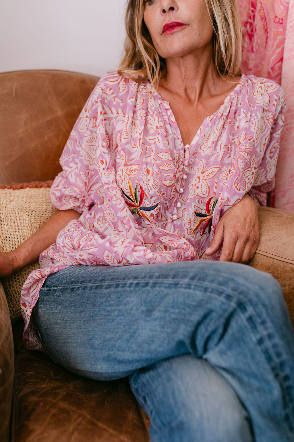 BLOUSE VIOLA LILA PRINT