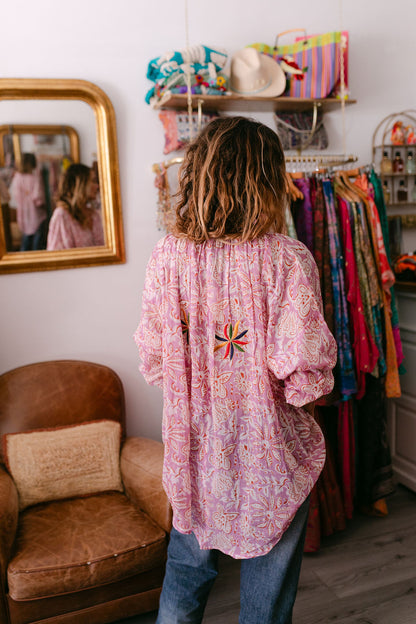 BLOUSE VIOLA LILA PRINT