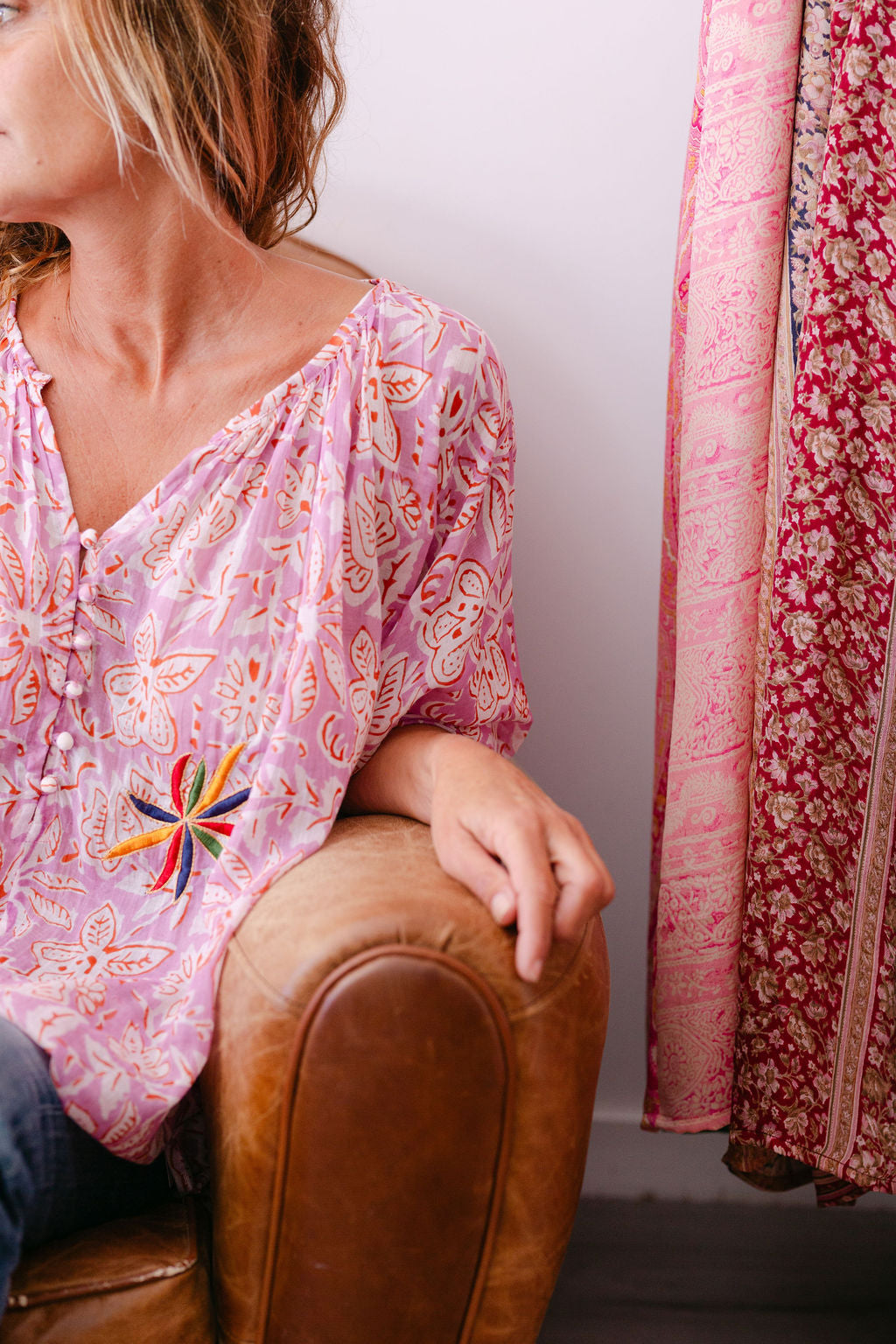 BLOUSE VIOLA LILA PRINT