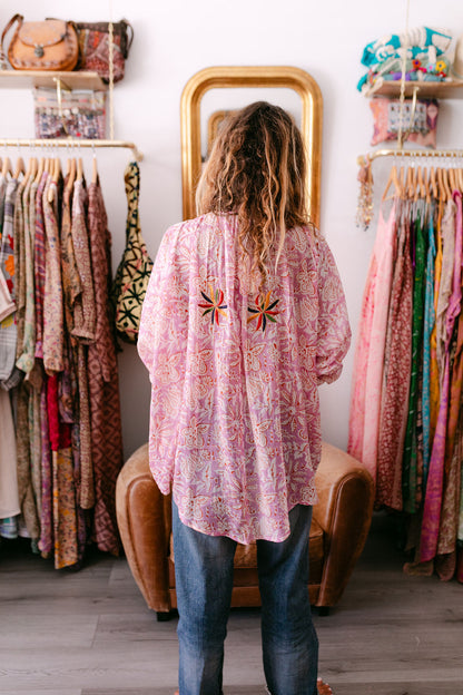 BLOUSE VIOLA LILA PRINT
