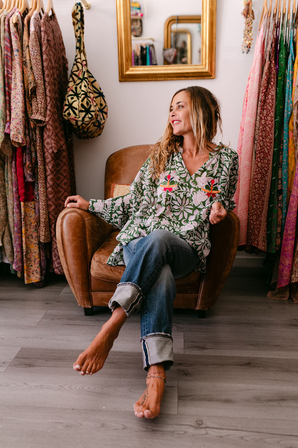 BLOUSE PAULA GREEN PRINT