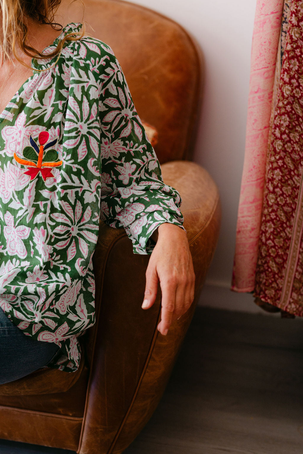 BLOUSE PAULA GREEN PRINT