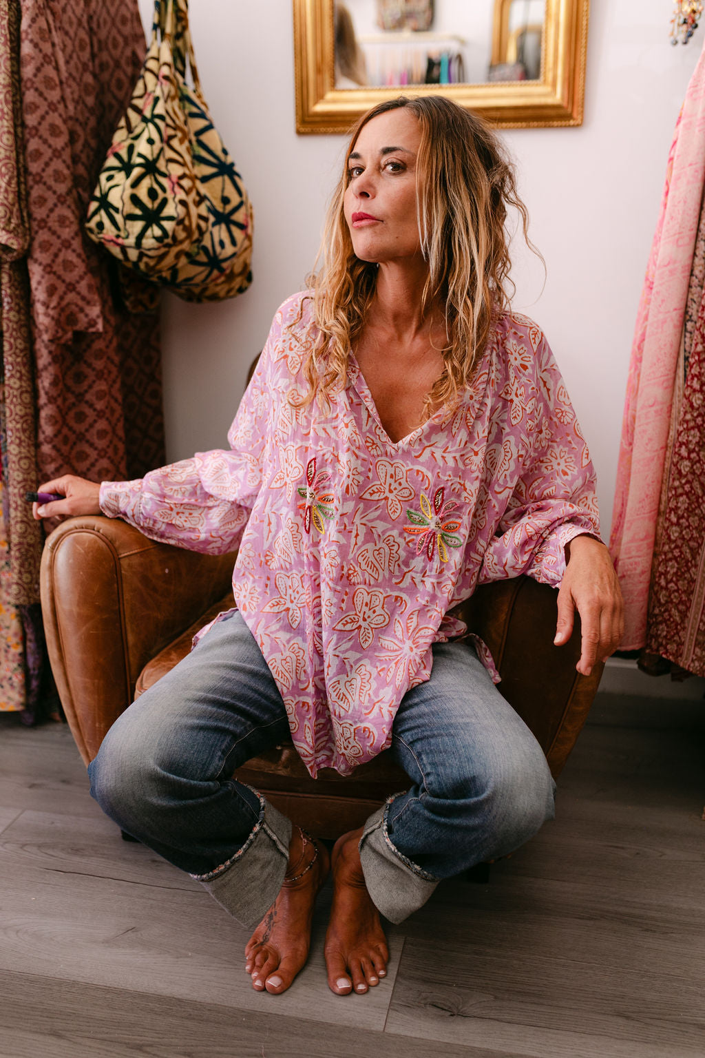 BLOUSE PAULA PINK PRINT