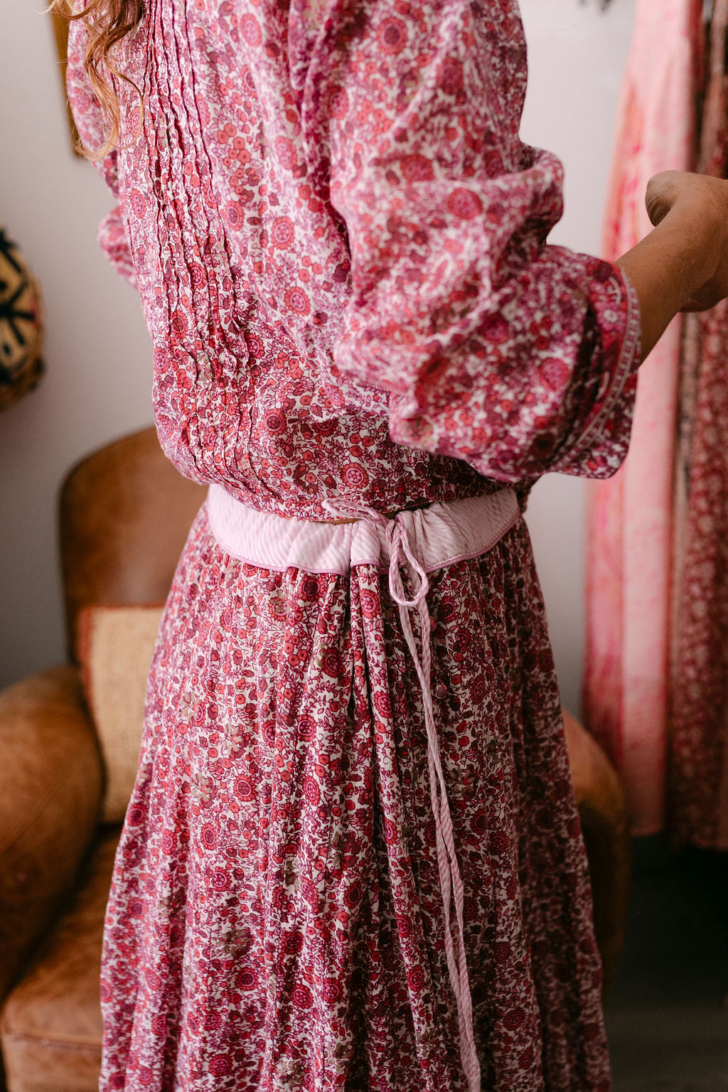 NANA SKIRT BORDEAU PRINT WITH EMBROIDERY