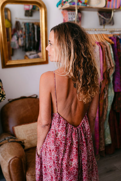 CAMELIA BORDEAU PRINT WITH EMBROIDERY