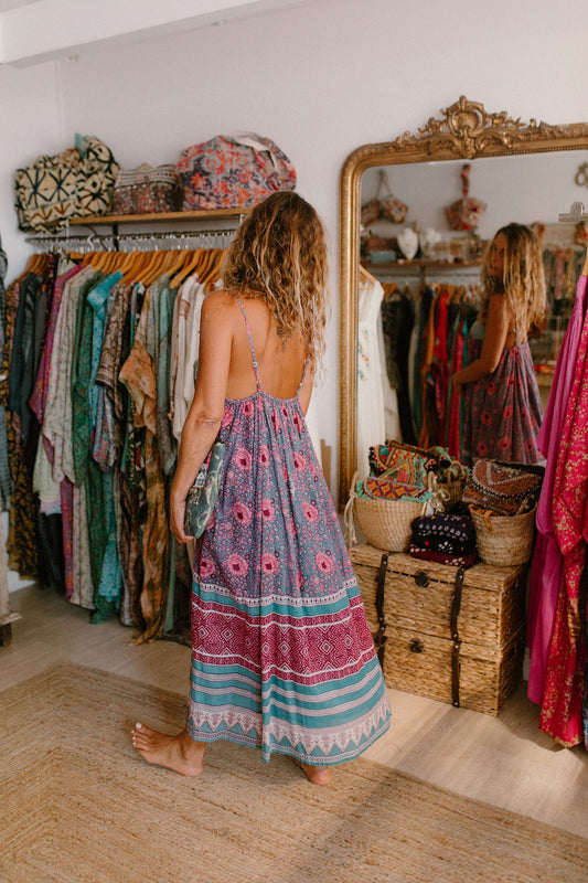 Ambre Long Dress Vintage print flowers