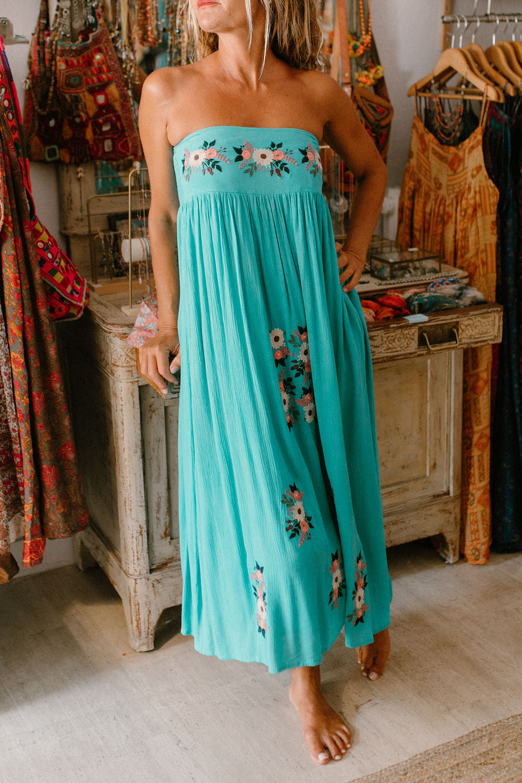 Agate Long Dress Embroidered