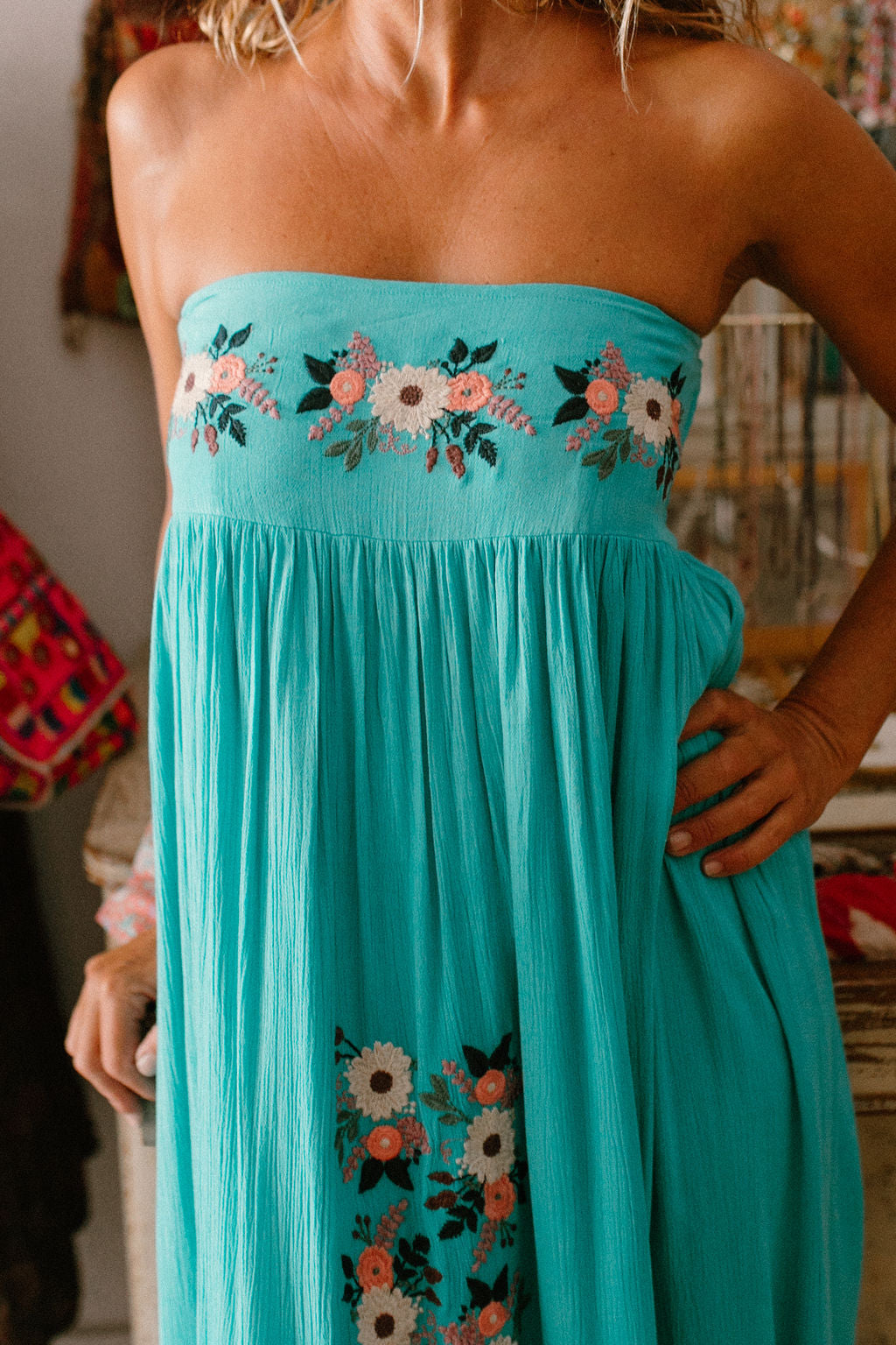 Agate Long Dress Embroidered
