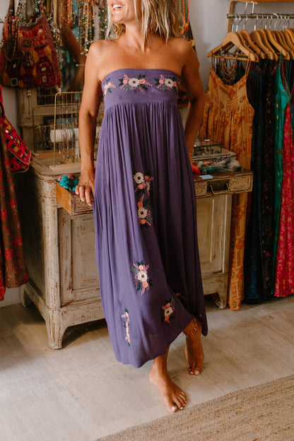 Agate Long Dress Embroidered