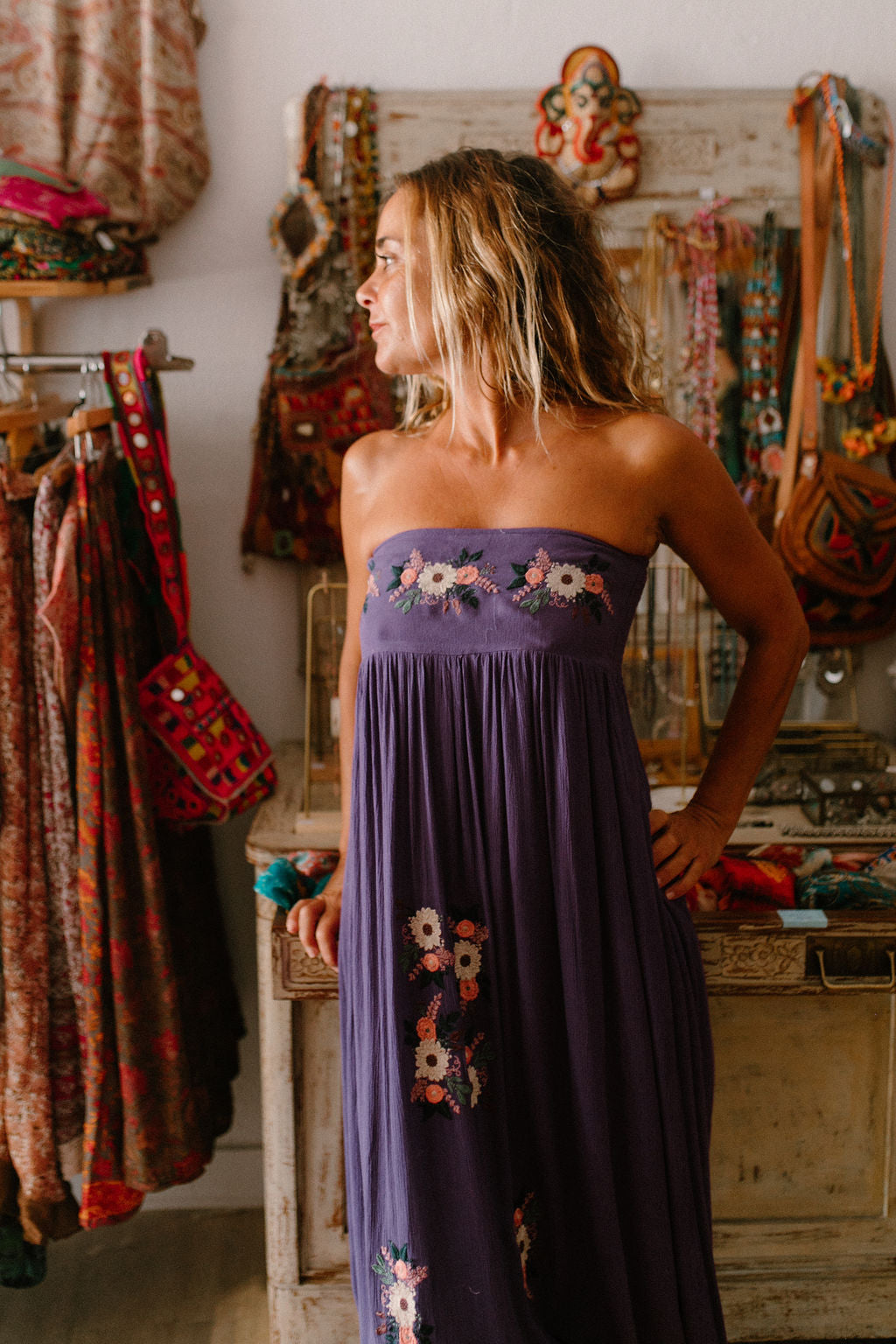 Agate Long Dress Embroidered