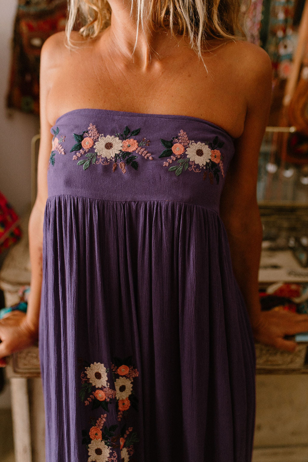 Agate Long Dress Embroidered