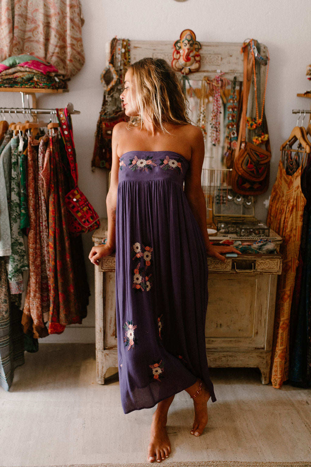 Agate Long Dress Embroidered