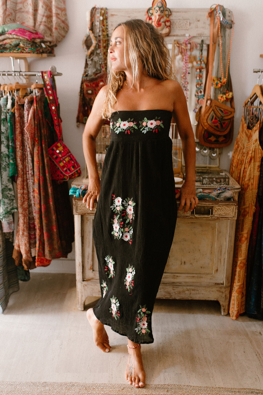 Agate Long Dress Embroidered