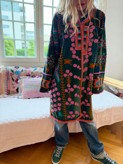 MANTEAU VERT ET ROSE