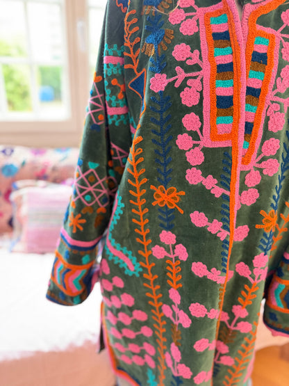 MANTEAU VERT ET ROSE