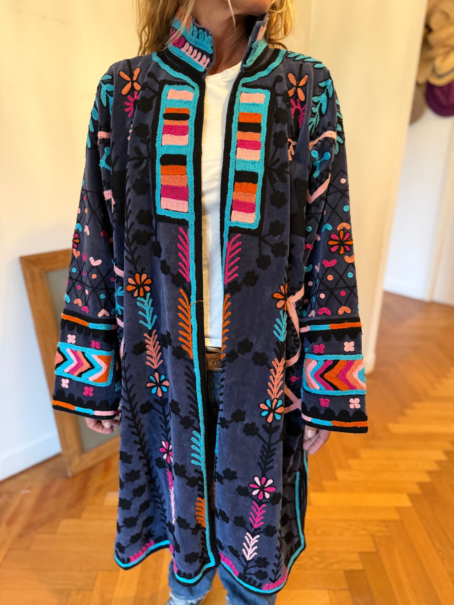 MANTEAU BLEU & ROSE