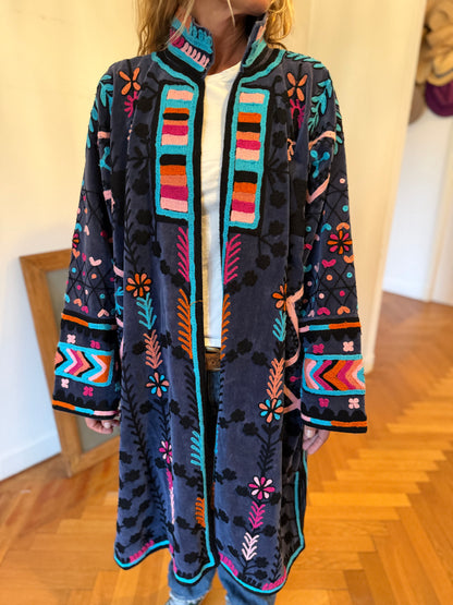 MANTEAU BLEU & ROSE