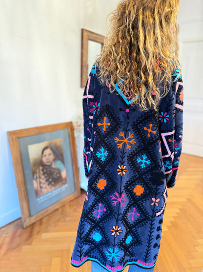 MANTEAU BLEU & ROSE