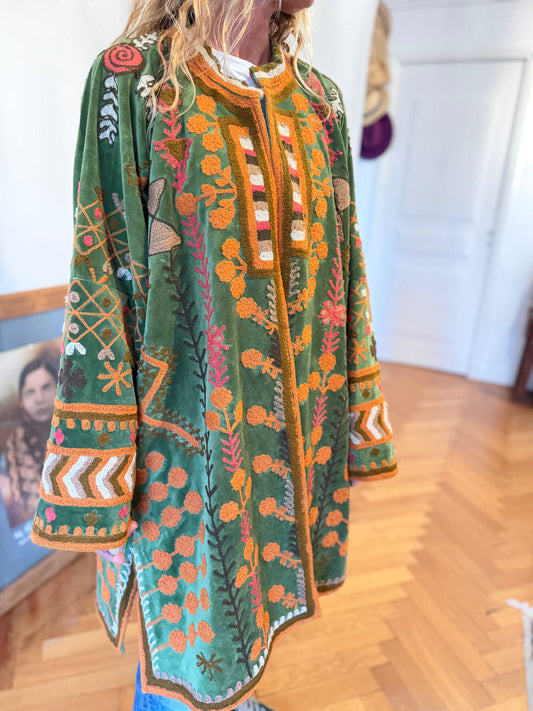 MANTEAU VERT ET ORANGE
