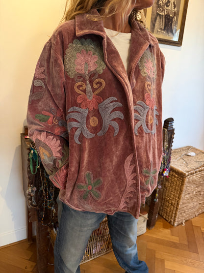 VESTE BRODERIES ROSE