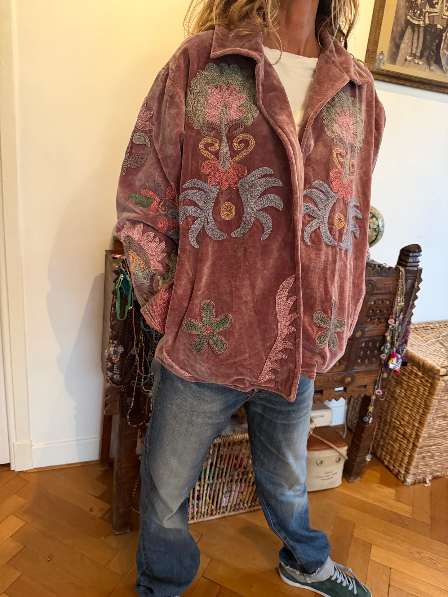 VESTE BRODERIES ROSE