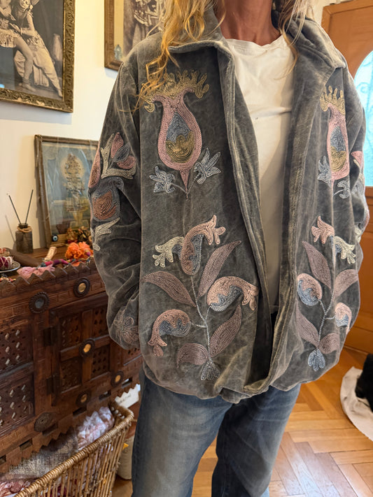 VESTE BRODERIES GRISE