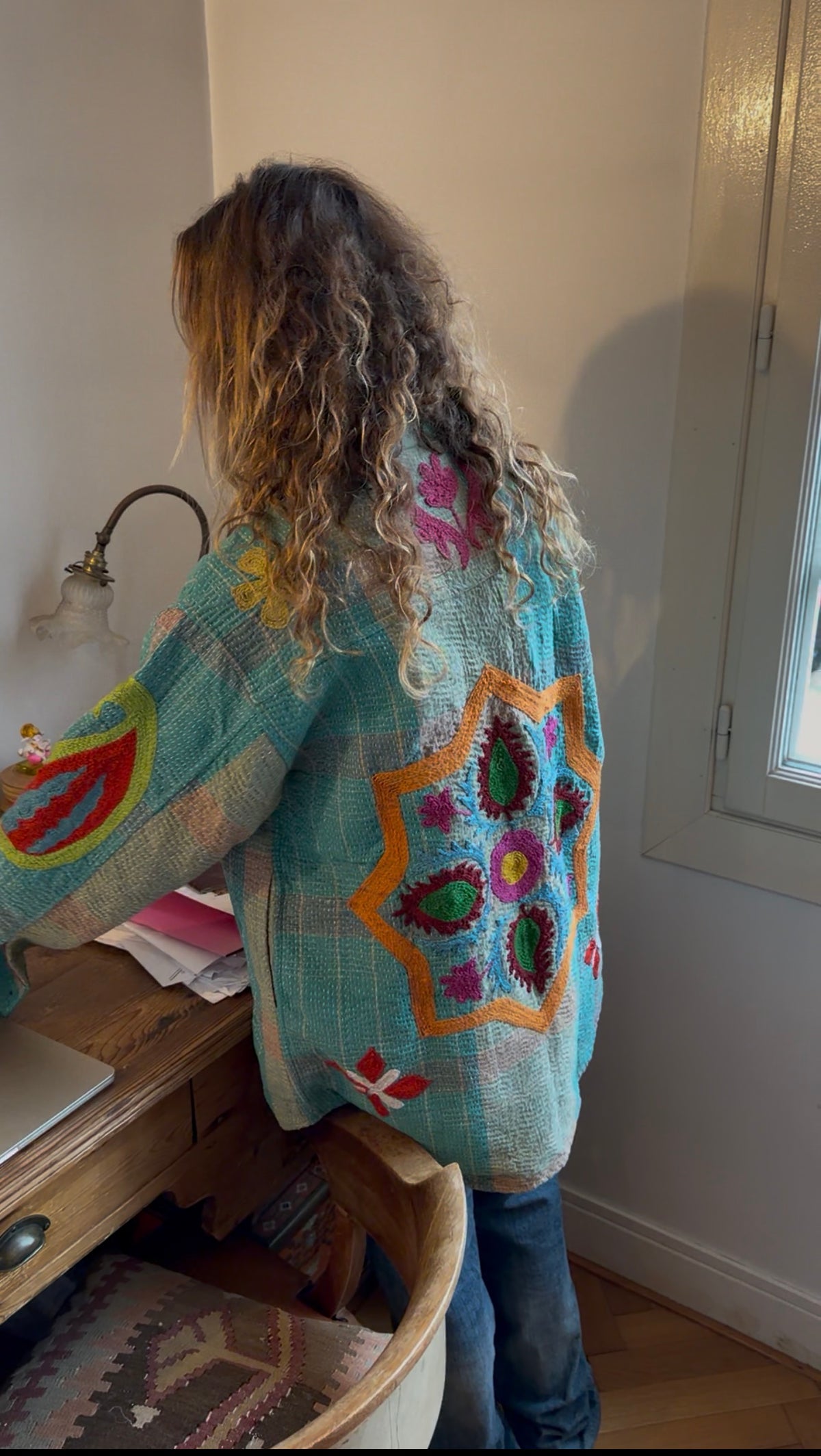 VESTE KANTHA BRODEE AQUA