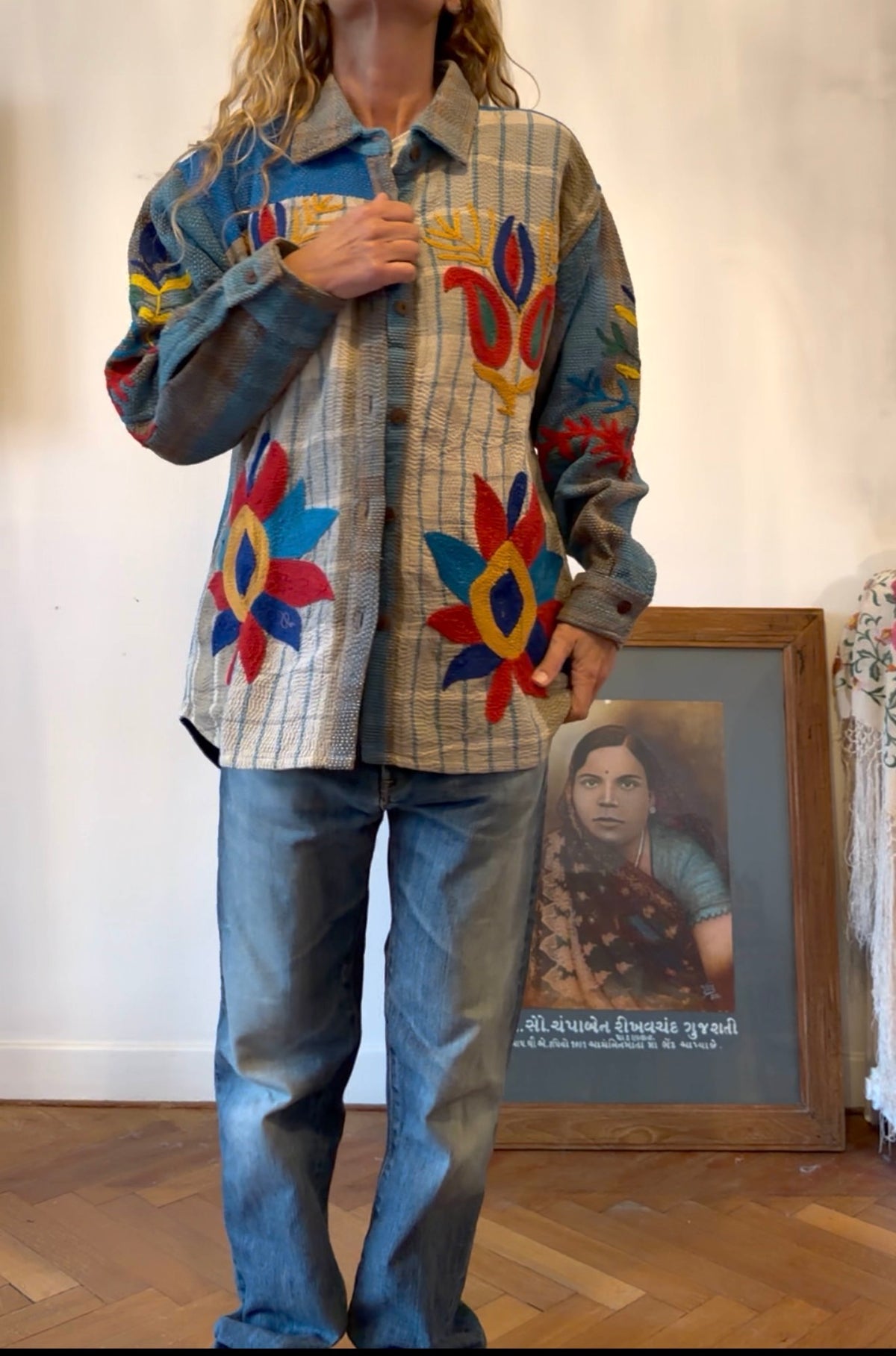 VESTE KANTHA BRODEE DARK AND LIGHT BLUE