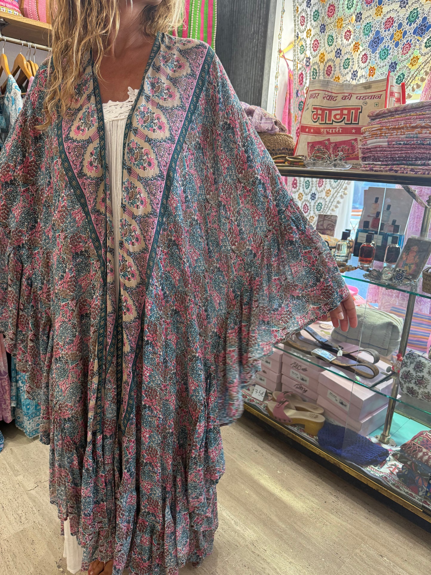 Satine Kimono Blue and Pink