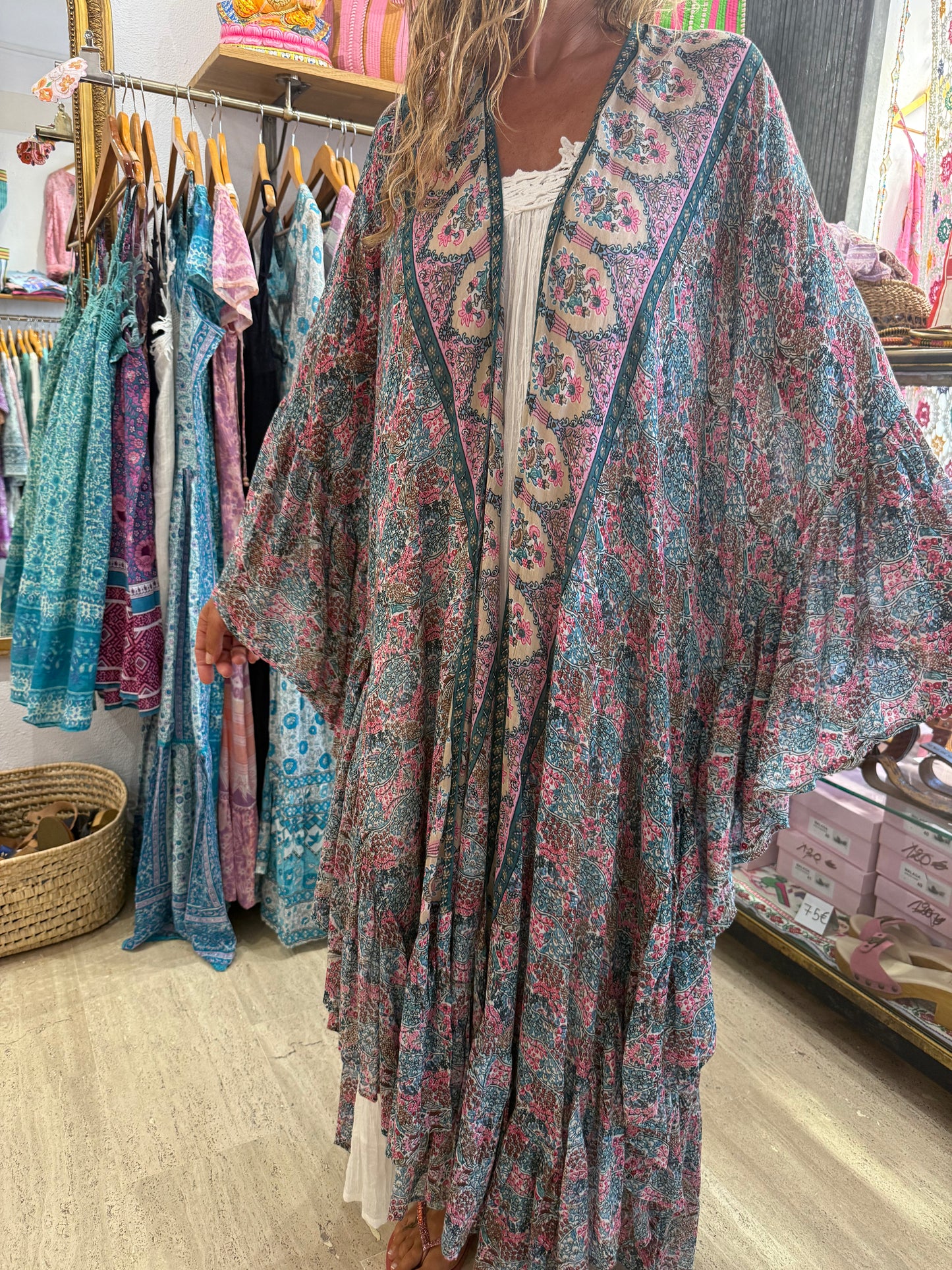 Satine Kimono Blue and Pink