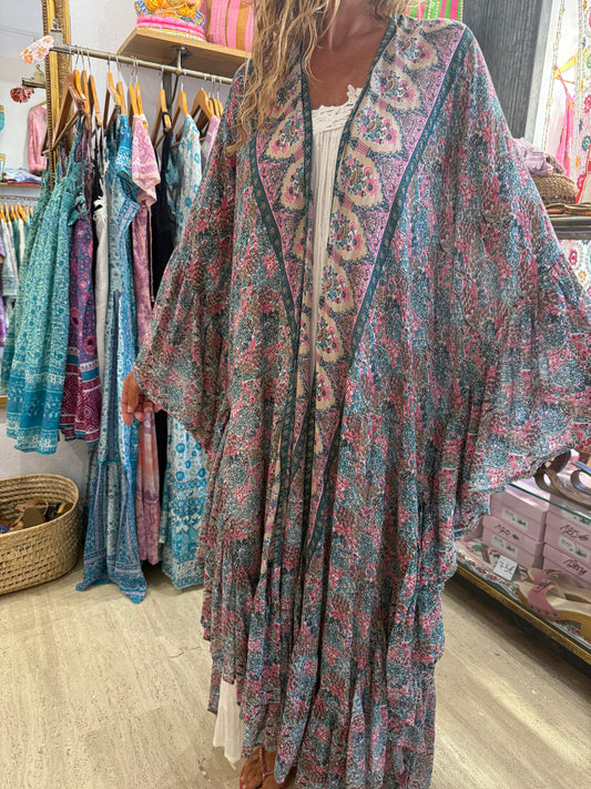 Satine Kimono Blue and Pink