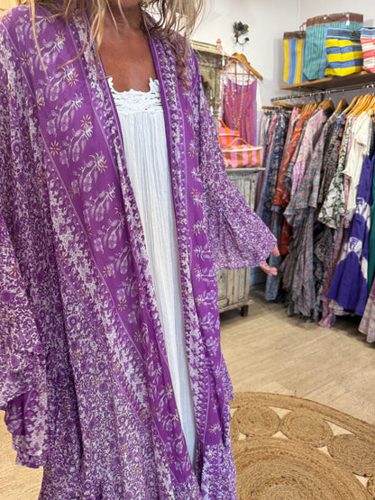 Satine Kimono Purple and White
