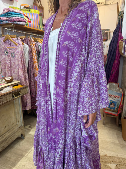 Satine Kimono Purple and White