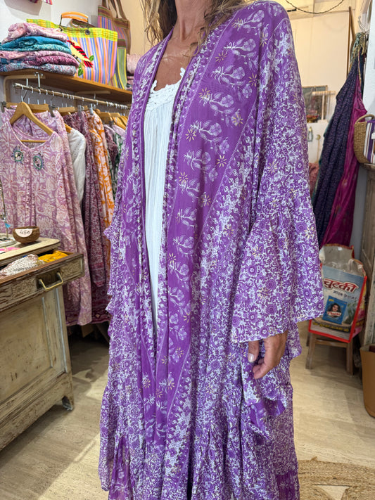 Satine Kimono Purple and White