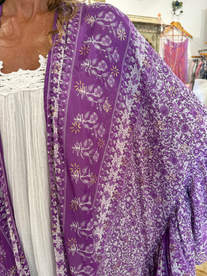 Satine Kimono Purple and White