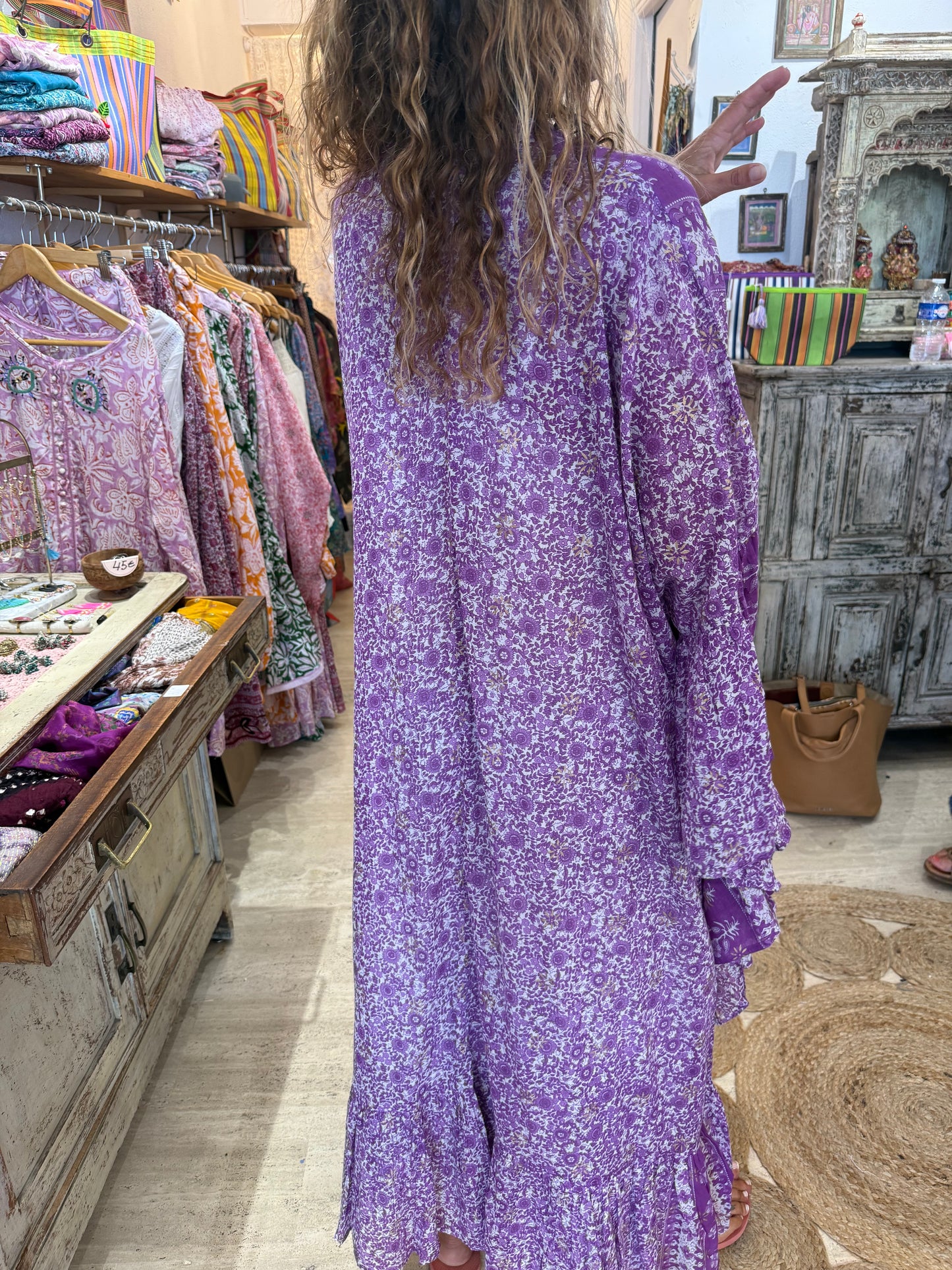 Satine Kimono Purple and White