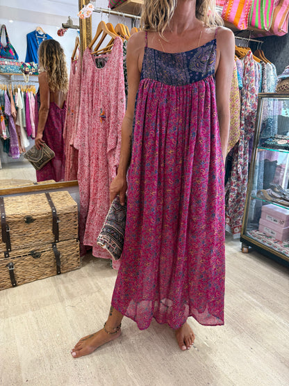 ROBE CAMELIA SILK  PINK AND PURPLE