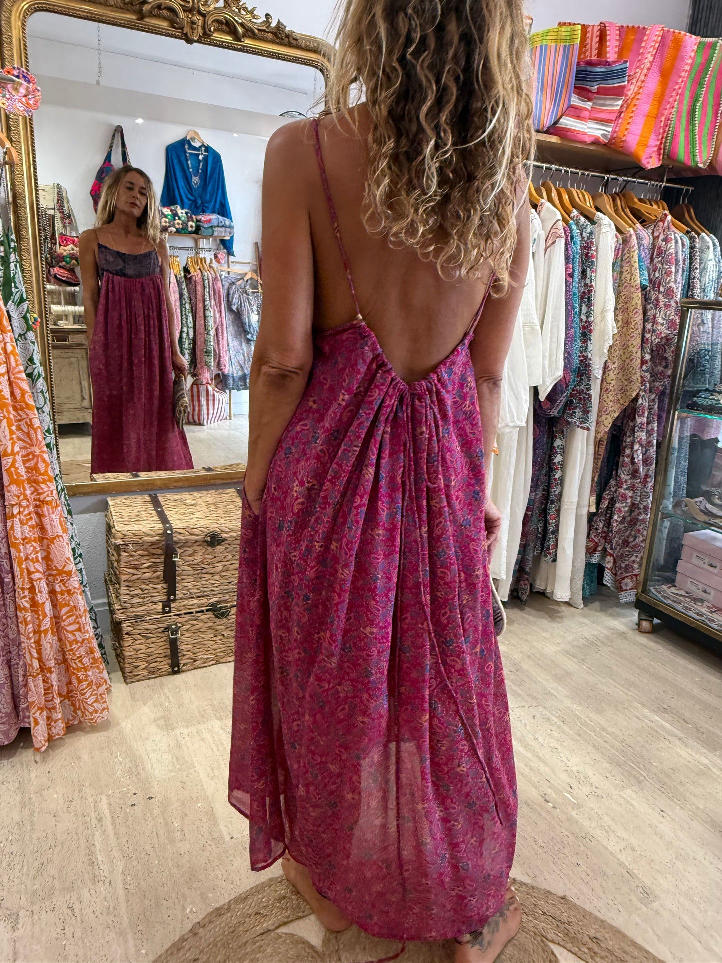 ROBE CAMELIA SILK  PINK AND PURPLE