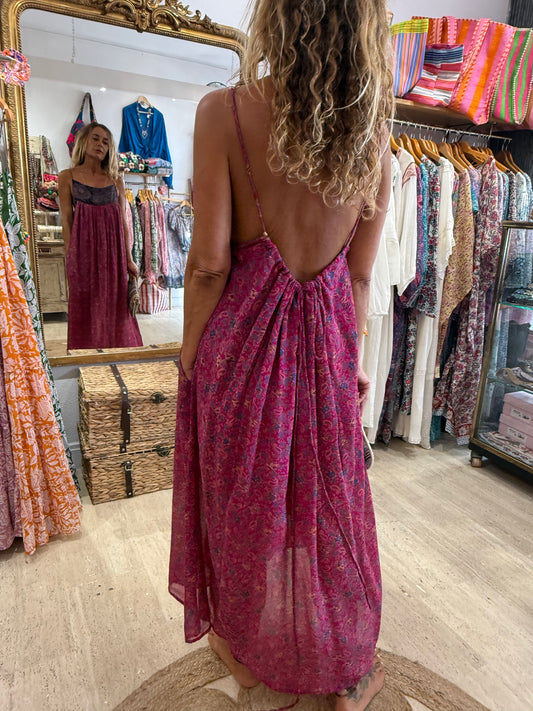 ROBE CAMELIA SILK  PINK AND PURPLE