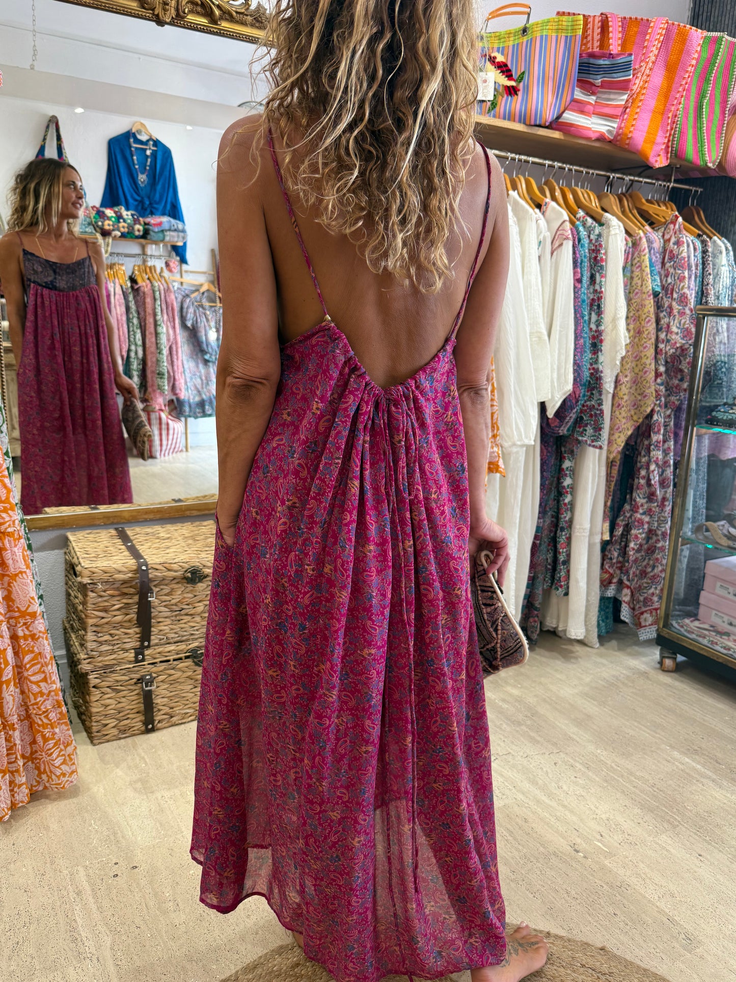 ROBE CAMELIA SILK  PINK AND PURPLE