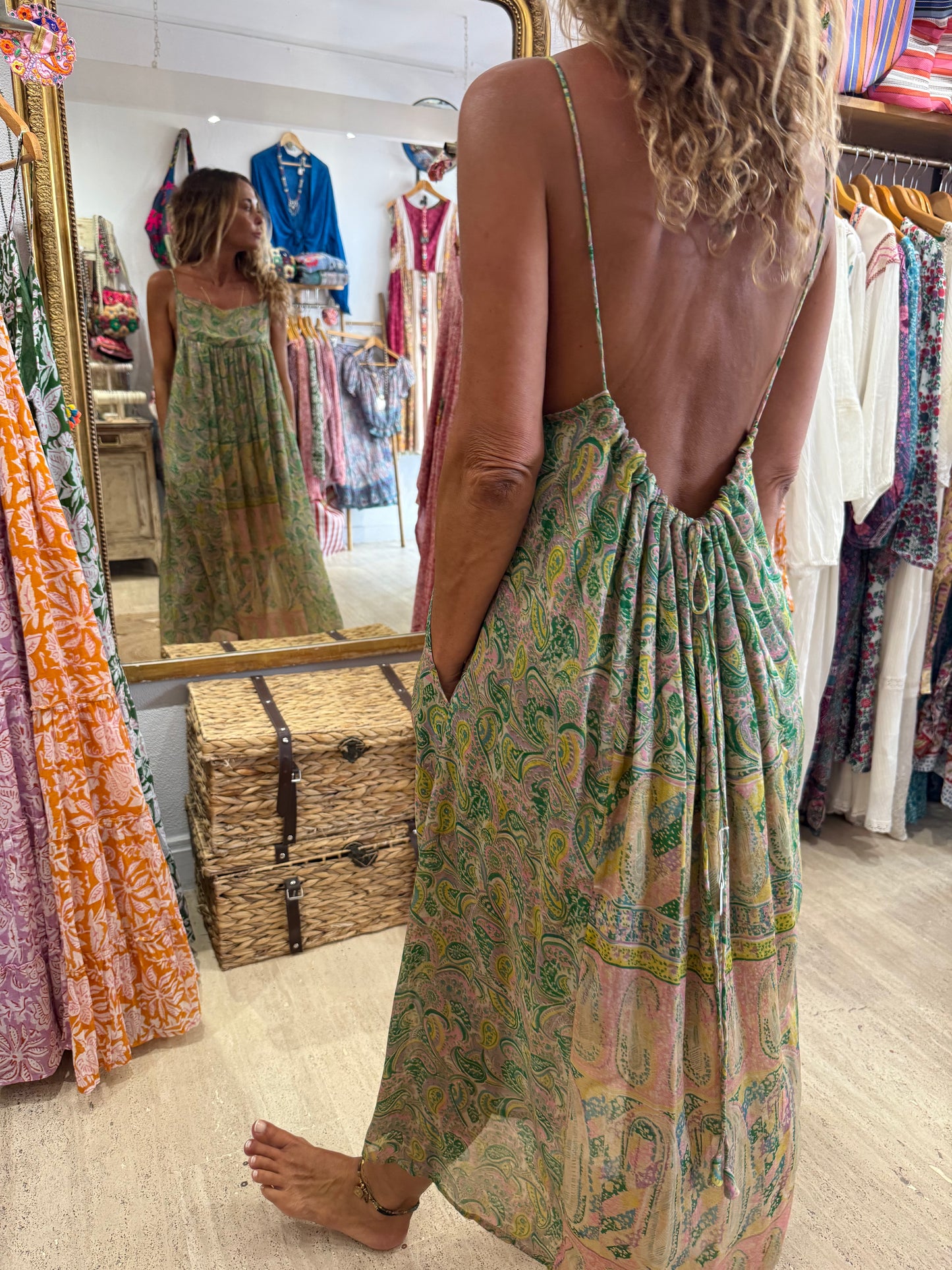 ROBE CAMELIA GREEN YELLOW AND BLUE