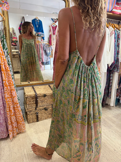 ROBE CAMELIA GREEN YELLOW AND BLUE