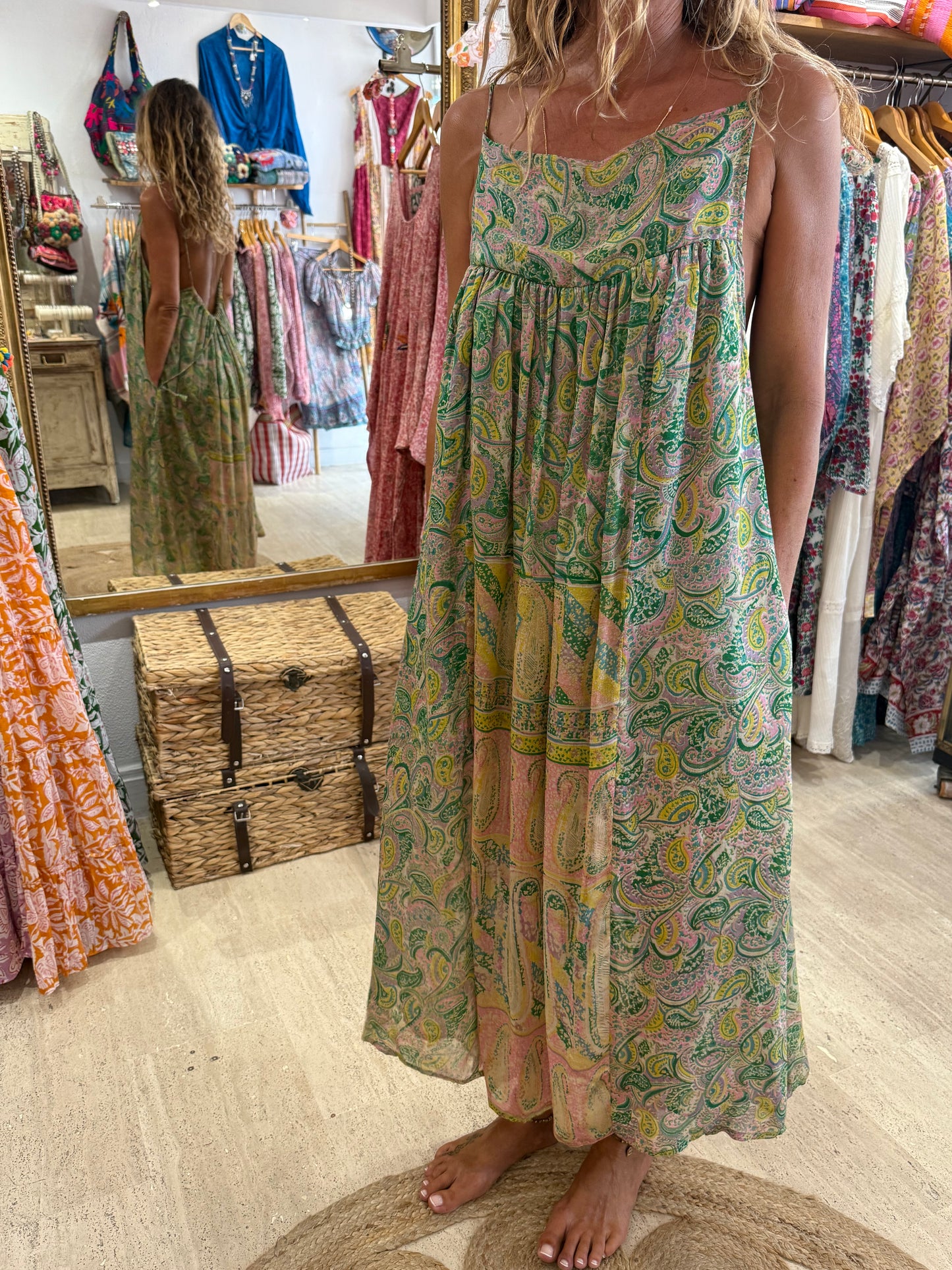 ROBE CAMELIA GREEN YELLOW AND BLUE