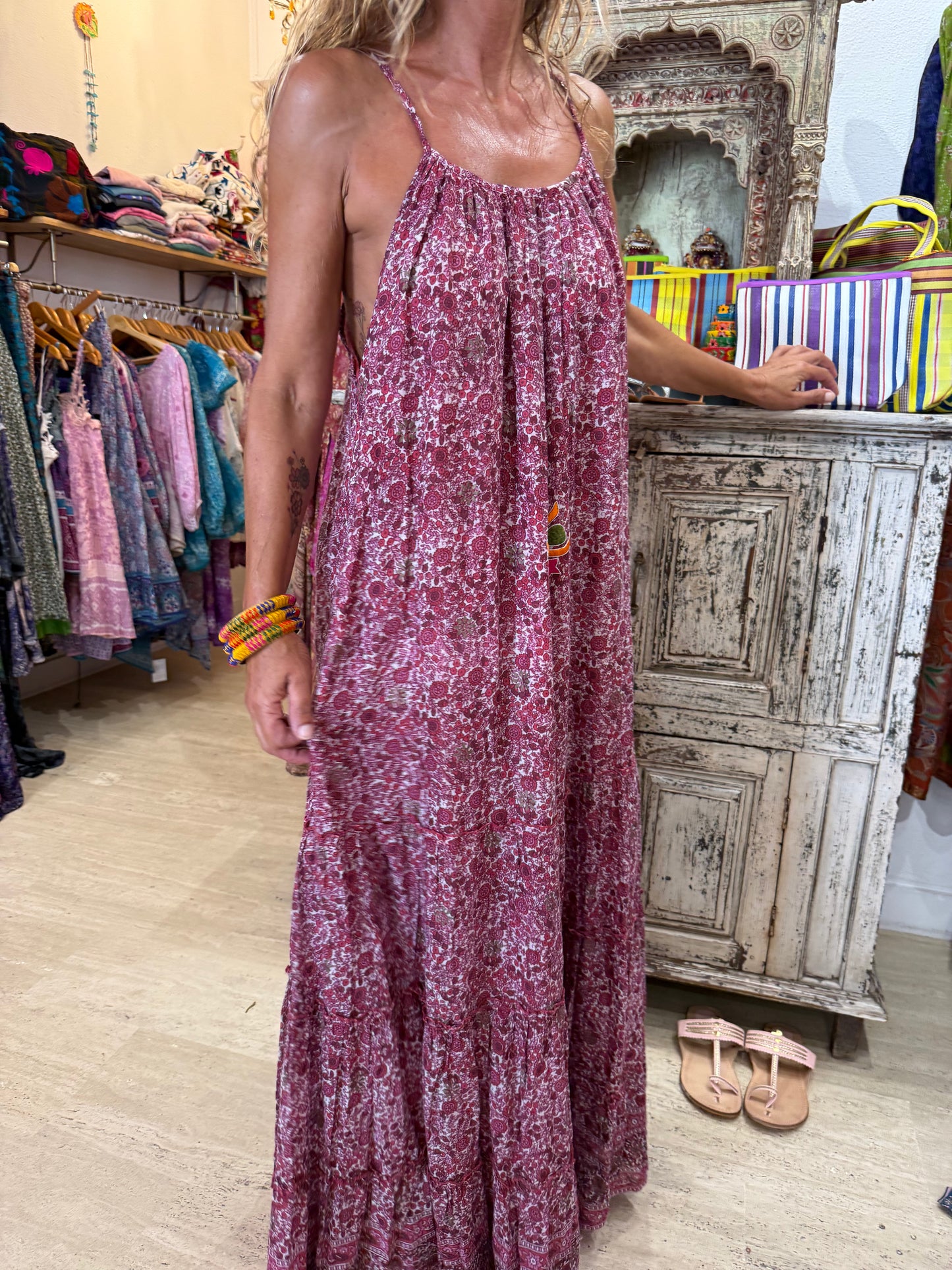 MILA BORDEAU PRINT WITH EMBROIDERY