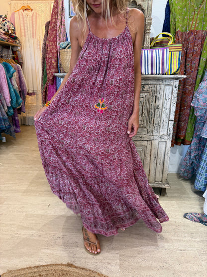 MILA BORDEAU PRINT WITH EMBROIDERY