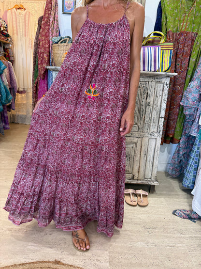 MILA BORDEAU PRINT WITH EMBROIDERY