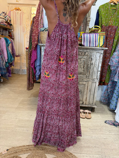 MILA BORDEAU PRINT WITH EMBROIDERY