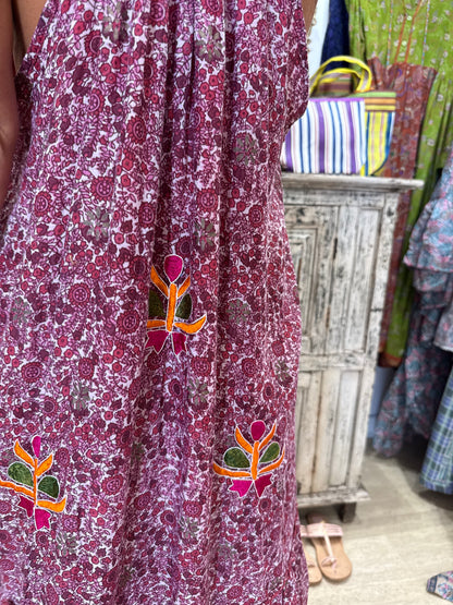 MILA BORDEAU PRINT WITH EMBROIDERY