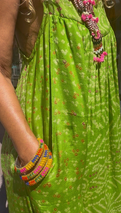 ROBE CAMELIA SILK BRIGHT GREEN