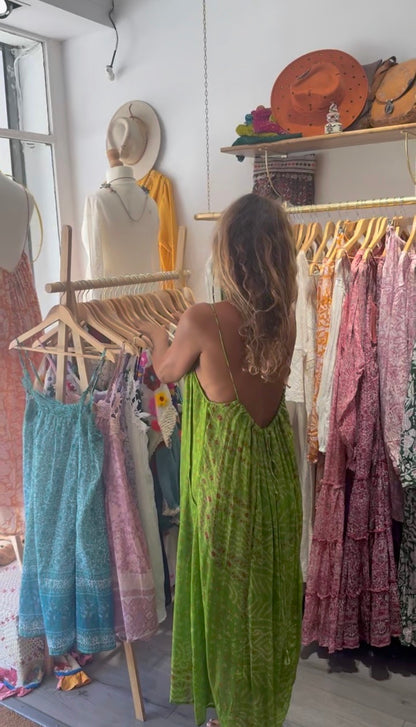ROBE CAMELIA SILK BRIGHT GREEN